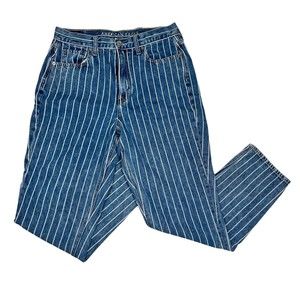 American Eagle Women's Size  6 High Rise Mom Jeans Striped Denim